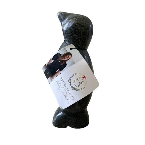 Becki Owens Marble Penguin Figurine 8in Black & White New - Picture 10 of 15